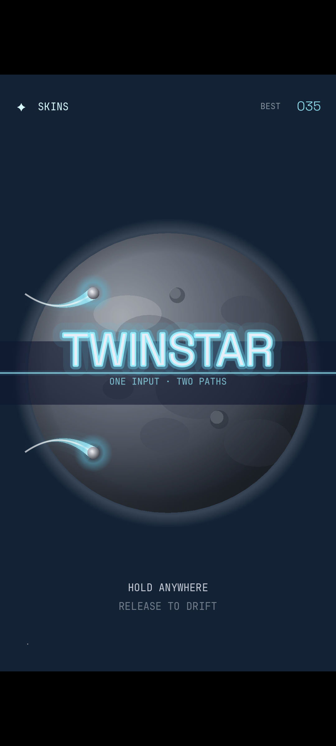 Twinstar: Mirror Comets title screen